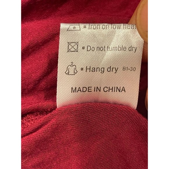 HIM ONE Womens Shift Mini Dress Long Sleeve Round Neck Maroon Size Medium - Picture 8 of 8